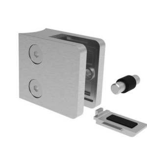 Pince verre  pour tube 42.4mm  45×45 talon amovible inox