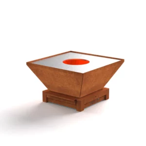 Brasero-plancha carré 640 mm Finition rouille